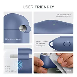Силіконовий чохол для навушників Apple AirPods 3, Hang Case, фіолетовий, ультратонкий захисний кейс товщиною 2 мм, захист від подряпин, пилу та ударів, компактний, з карабіном для кріплення, ArmorStandart (ARM60311) - мініатюра 5