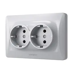 Розетка Videx BINERA 2ая с заземлением серебр (VF-BNSK2G-SS) - мініатюра 2