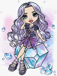 Картина за номерами для дітей Ideyka Rainbow High. Violet зі стразами, 30х40см КНО1339