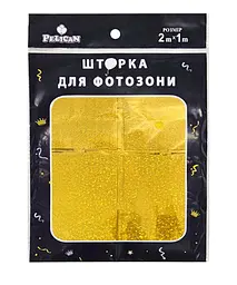 Шторка для фотозони PELICAN "Квадрат голограма" 1х2м золото "Квадрат голограма" #231