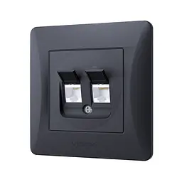 Розетка CAT6+CAT3 подвійна чорний графіт VIDEX BINERA VIDEX (24574-000) - мініатюра 3
