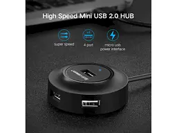 Мультипортовий адаптер UGREEN CR106 4-port 1м USB 2.0 Black (20277) - мініатюра 3