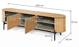 Тумба ТВ 2д Lenart Rotto RT-06 2000x460x570 дуб вінченца/евкаліпт - мініатюра 4
