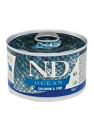 Вологий корм Farmina N&D Grain OCEAN SALMON & COD ADULT MINI для собак дрібних порід з лососем і тріскою 140 г