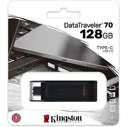 Флеш-накопичувач Kingston 128Gb Type-C DataTraveler 70 Black (DT70/128GB) - мініатюра 3