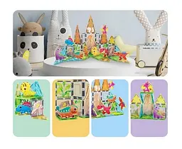 Конструктор магнітний DINOSAUR SET з 8 фігурками динозаврів PTQ13/28848 PICASSO TILES 38 деталей у коробці - мініатюра 8