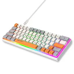 Ігрова механічна дротова клавіатура HXSJ V500 / Blue Switch / 60% / RGB / Colourful