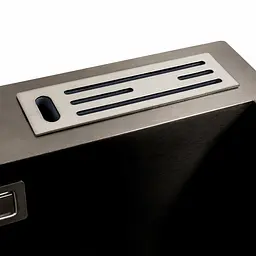 Кухонна мийка 75x46 PVD чорна з підставкою для ножів Platinum Handmade HSB (квадратний сифон 3,0/1), Чорний - мініатюра 6