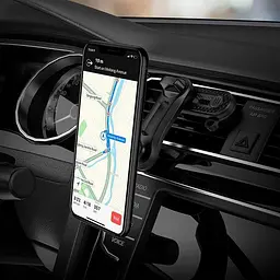 Автотримач для телефону магнітний HOCO CA68 на повітропровід (подвійне кріплення) Black-Carbon - мініатюра 4