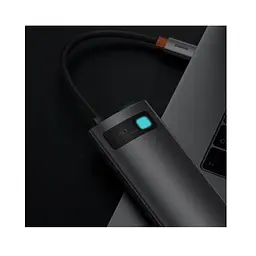 USB-хаб Baseus Metal Gleam Series 7-in-1 Multifunctional Type-C HUB Docking Station Gray（Type-C to HDMI*1+USB3.0*2+USB-C*1+PD*1+SD/TF*1) (WKWG020113) - мініатюра 4