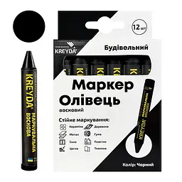 Маркер для розмітки - Універсальна крейда воскова, чорний, 12шт. CW606816 - мініатюра 1