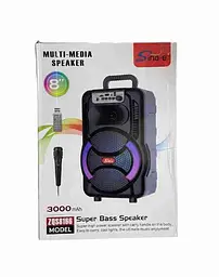 Портативна колонка Sing-e ZQS-8166 з мікрофонам та пультом Акустична система RGB підсвічування Чорний 200 Вт - мініатюра 8