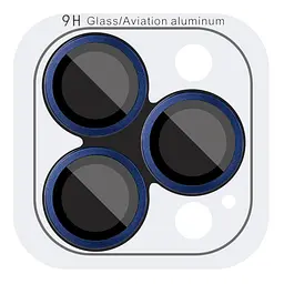 Захисне скло Metal Classic на камеру (у упак.) для Apple iPhone 15 Pro (6.1) / 15 Pro Max (6.7) Синій / Dark Blue