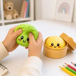Сквіш пельмень сюрприз антистрес іграшка в кошику Squishy Bun Mystery - мініатюра 3