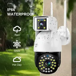 Бездротова камера Grant Dual Camera P12 Wi-Fi IP 360/90 V380PRO 3+3.0mp Поворотна вулиця з датчиком руху - мініатюра 3