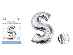 Куля фольгована срібна літера S 40 см
