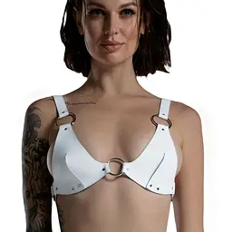 Ліф з натуральної шкіри Feral Feelings - Bikini Top White - мініатюра 2