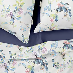Комплект постільної білизни Cosas євро з простирадлом на резинці FLORET CS3 200 x 220 см (BirdsFlowersFoliage_El-87DarkBlue_200) - мініатюра 3