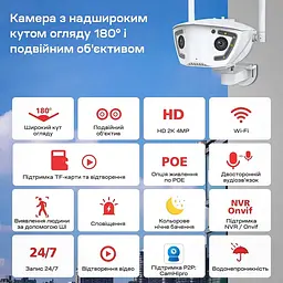 IP-відеокамера з WiFi 2Mp+2Mp Light Vision VLC-4482WI(Camhi Pro) f=3.6mm, ІЧ+LED-підсвічування, з мікрофоном (75-00295) - мініатюра 14