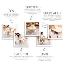 Комплект Poppet Столик Мультивуд 3 в 1 + Стілець + Подушка на стілець + Набір фломастерів (PP-010-G) - мініатюра 4