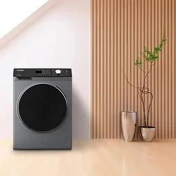 Пральна машина Hitachi фронтальна, 8кг, 1400, A+++, 60см, дисплей, пара, інвертор, люк чорний, cріблястий - мініатюра 2