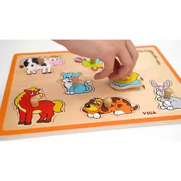 Дерев'яна рамка-вкладиш Viga Toys Домашні тварини 8 елементів (50017) - мініатюра 2