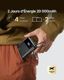 Повербанк INIU 20000mAh 45W з USB-C кабелем, швидка зарядка PD QC - мініатюра 3