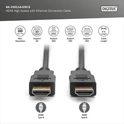 Кабель HDMI високошвидкісного з'єднання, тип A, з Ethernet M/M, 5,0 м, AK-330114-050-S DIGITUS by ASSMANN - мініатюра 2