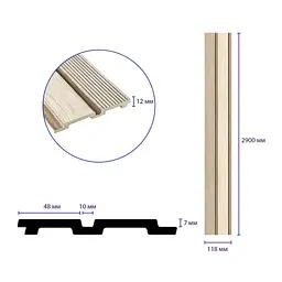 Рейка декоративна Sticker Wall PS 2900х118х12мм Світле дерево SW-00001750 - мініатюра 3