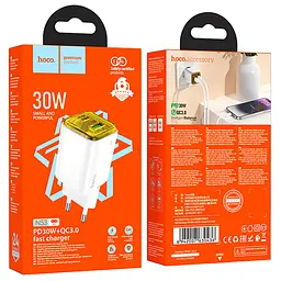 МЗП Hoco N53 Monsoon PD30W+QC3.0 (1USB-A/1C) White - мініатюра 3