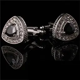 Запонки Трикутні З Чорним Камінчиком Handmade acs0005744 - мініатюра 4