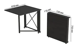 Стіл-книга трансформер Оріон 1 Ferrum-decor 750x810x730 Чорний метал ДСП Сосна Кембра 16 мм (FRD-104599) - мініатюра 6