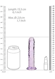 Фалоімітатор RealRock Crystal Clear Realistic Dildo 6'' 14.5 см фіолетовий - мініатюра 3