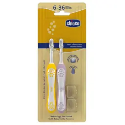 Дитяча зубна щітка Chicco 6-36 міс., 2 шт. бузково/жовта (8058664174706) (12082.00)