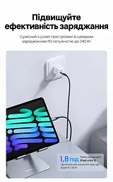 Кабель UGREEN US535 USB-C - USB-C PD 240 Вт 2 м чорно-сірий (90440) - мініатюра 12