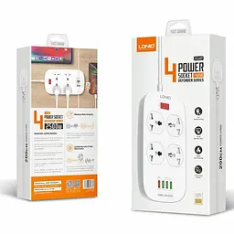 Мережевий зарядний пристрій подовжувач Ldnio SC4407 4 USB 4 розетки 2m білий - мініатюра 9