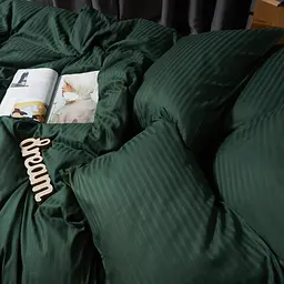 Комплект постільної білизни Moon&Star Satin Stripe Mystic Green Сімейний 143х210х2 наволочки 2х70х70 - мініатюра 5