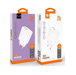 Зарядний адаптер блок на 2 виходи WUW-C193 PD20W+PD20W Charger USB C + USB C white - мініатюра 2
