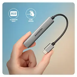 Концентратор AXAGON USB-C to 1xUSB-A 5Gbps + 2xUSB-A 480Mbps + 1xUSB-C 480Mbps 0.12m aluminum (HUE-STC) - мініатюра 6