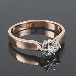 Каблучка з червоного та білого золота з діамантами 16.5 K-0194