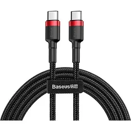 Кабель Baseus Cafule Type-C to Type-C PD2.0 60W (20V 3A) 1m red black (CATKLF-G91)