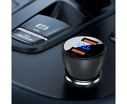 Автомобільний зарядний пристрій Acefast B7 2 USB QC PD 45 W з дисплеєм чорний - мініатюра 5