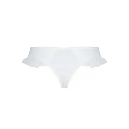 Трусики в горошок з рюшами та шнурівкою Fatin Thong white - Passion L/XL - мініатюра 6