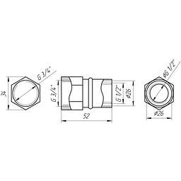 Муфта із внутрішньою різьбою прес APE AP 102 3/4″х26 000002184 - мініатюра 4