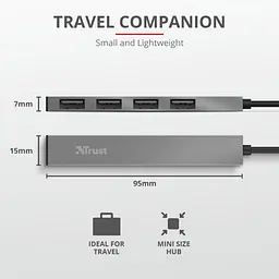 USB-Хаб Trust USB-хаб Halyx Aluminium 4-Port Mini USB Hub (23786_TRUST) - мініатюра 7
