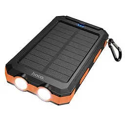 Power bank Hoco J164 8000mAh c LED ліхтариком на сонячній панелі чорний