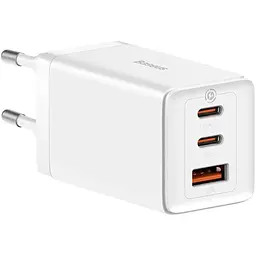 Зарядний пристрій Baseus 2xUSB-C 65 Вт + 1xUSB GaN + кабель USB-C — USB-C 100 Вт 1.0 м білий (CCGP120202)