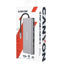 Порт-реплікатор Canyon DS-12, 13 in 1 USB-C hub, 2*HDMI, Gigabit Ethernet, VGA, 3*USB3.0, PD/100W, 3.5mm audio jack (CNS-TDS12) - мініатюра 6