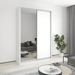 Шафа-купе дводверна MebelStar Комбо AL ДСП/Дзеркало 160x60x240 см Аляска білий (MBS-4125)