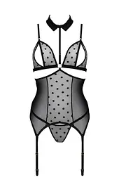 Корсет з відкритими грудьми Passion DOMINICA CORSet S/M black пажі для панчіх стрінги - мініатюра 3